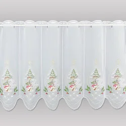 Bestickte Wintergardine Kleiner Schneemann 55 cm hoch