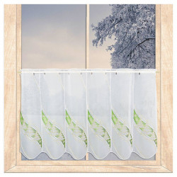 Gardine am Fenster mit Wintermotiv & Goldstickerei, perfekt für die Weihnachtsdeko in Heimtextilien. 55 cm hoch