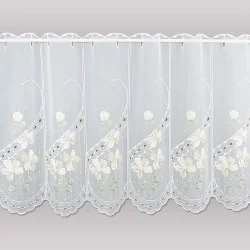 Eleganter Stickerei-Kurzstore Buschwindröschen Plauener Spitze 55 cm hoch