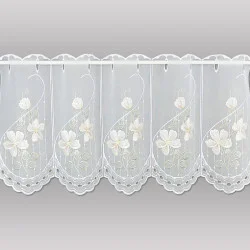 Eleganter Stickerei-Kurzstore Buschwindröschen Plauener Spitze 35 cm hoch