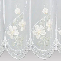 Eleganter Stickerei-Kurzstore Buschwindröschen Plauener Spitze 35 cm hoch Detailbild