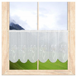 Moderner Stickerei-Kurzstore Flower Plauener Spitze weiß-rosé 40 cm hoch