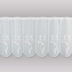 Moderner Stickerei-Kurzstore Flower Plauener Spitze weiß-rosé 40 cm hoch