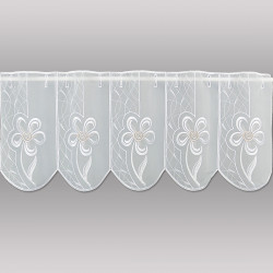 Moderner Stickerei-Kurzstore Flower Plauener Spitze weiß-rosé 30 cm hoch