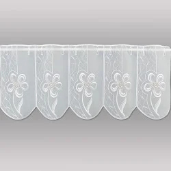 Moderner Stickerei-Kurzstore Flower Plauener Spitze weiß-rosé 30 cm hoch