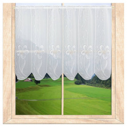 Moderner Stickerei-Kurzstore Flower Plauener Spitze weiß-rosé 60 cm hoch