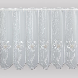 Moderner Stickerei-Kurzstore Flower Plauener Spitze weiß-rosé 60 cm hoch