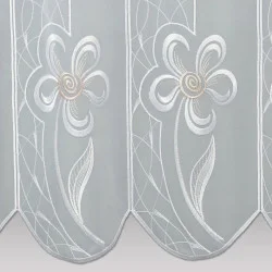 Moderner Stickerei-Kurzstore Flower Plauener Spitze weiß-rosé Detailbild