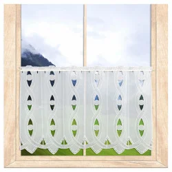 Modern durchbrochene Scheibengardine Ginny Plauener Spitze 55 cm hoch