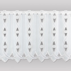 Bistrovorhang in Weiß mit geschwungener Plauener Spitze für stilvolle Heimtextilien.   55 cm hoch