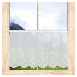 Modern bestickte Bistrogardine Alina Plauener Spitze 55 cm hoch