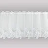 Moderne Plauener Stickerei-Kurzgardine Darlen in weiß-grau 45 cm hoch