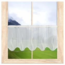 Elegant bestickte Bistrogardine Luna Plauener Spitze 30 cm hoch