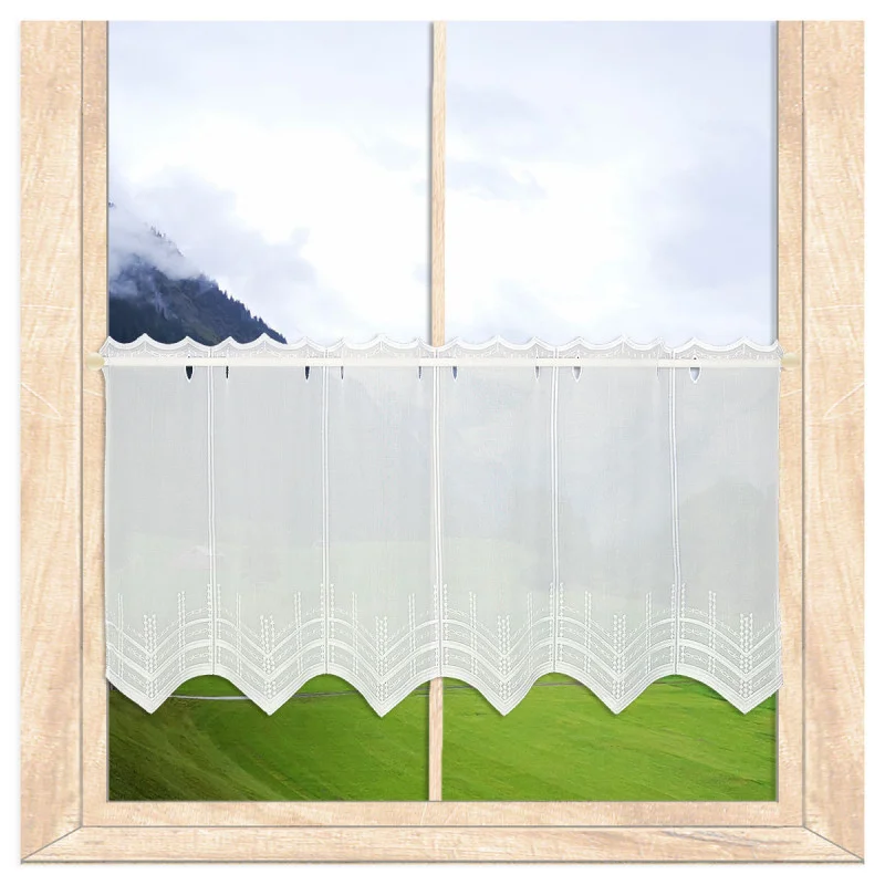 Weiße Stickerei-Scheibengardine Paula  45 cm hoch