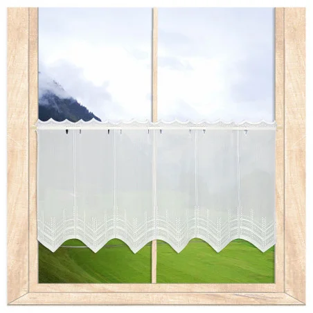 Weiße Stickerei-Scheibengardine Paula  45 cm hoch