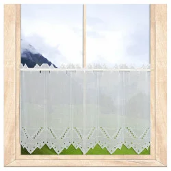 Hochwertige weiße Scheibengardine Helena 45 cm hoch