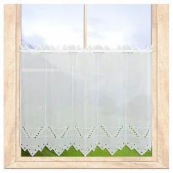 Hochwertige weiße Scheibengardine Helena 55 cm hoch