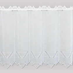 Hochwertige weiße Scheibengardine Helena 55 cm hoch