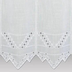 Hochwertige weiße Scheibengardine Helena Kante