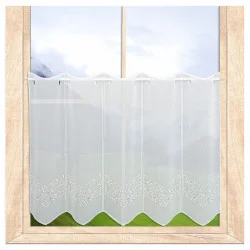 Moderne Stickerei-Bistrogardine Kira 55 cm hoch