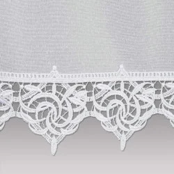 Elegante Landhausgardine Leona in weiß Spitzenkante