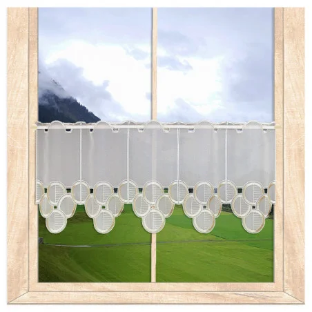 Zeitlos bestickte Bistrogardine Judy in beige