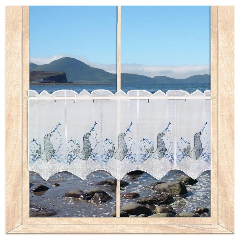 Maritime Stickerei-Scheibengardine Robby