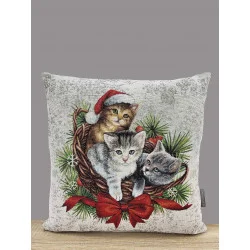 Bildschöner Gobelin-Kissenbezug Katzen 45x45 cm