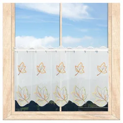 Ansprechend bestickte Scheibengardine Ahornblatt