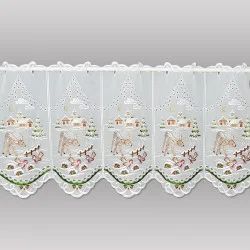 Stickerei-Scheibengardine Winterwald mit Reh 35 cm hoch