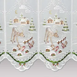 Stickerei-Scheibengardine Winterwald mit Reh Detailbild
