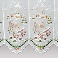 Stickerei-Scheibengardine Winterwald mit Reh Detailbild
