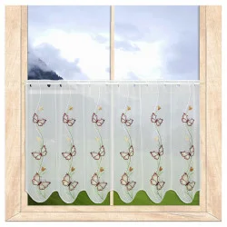 Charmante Kurzgardine Schmetterlinge in der Blumenranke 55 cm hoch