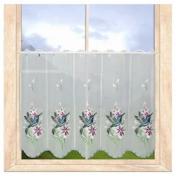 Bildschöne Stickerei-Scheibengardine Kolibri 55 cm hoch