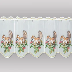 bestickte Kurzgardine Eichhörnchen 35 cm hoch