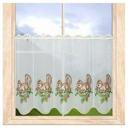 bestickte Kurzgardine Eichhörnchen 55 cm hoch