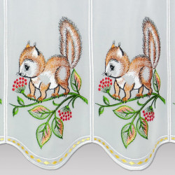 bestickte Kurzgardine Eichhörnchen Detailbild