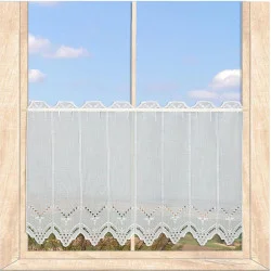 Klassische weiße Kurzgardine Nele 45 cm hoch