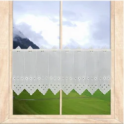 Zeitlose weiße Stickerei-Scheibengardine Lisa 30 cm hoch