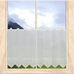 Zeitlose weiße Stickerei-Scheibengardine Lisa 45 cm hoch