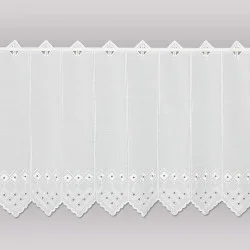 Zeitlose weiße Stickerei-Scheibengardine Lisa 45 cm hoch