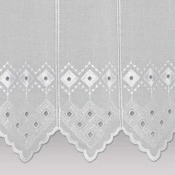 Zeitlose weiße Stickerei-Scheibengardine Lisa Detailbild