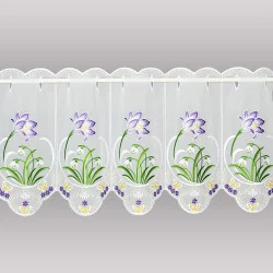 Plauener Stickerei-Scheibengardine Krokus 35 cm hoch