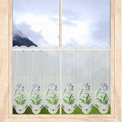 Plauener Stickerei-Scheibengardine Krokus 55 cm hoch