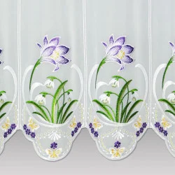 Plauener Stickerei-Scheibengardine Krokus Detailbild