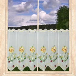 Bestickte Scheibengardine Osterglocken 55 cm hoch