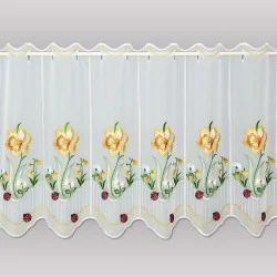 Bestickte Scheibengardine Osterglocken 55 cm hoch