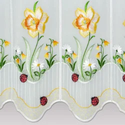 Bestickte Scheibengardine Osterglocken Detailbild