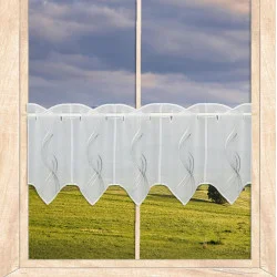 Stickerei-Bistrogardine Samara in weiß-grau 30 cm hoch