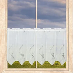 Stickerei-Bistrogardine Samara in weiß-grau 45 cm hoch